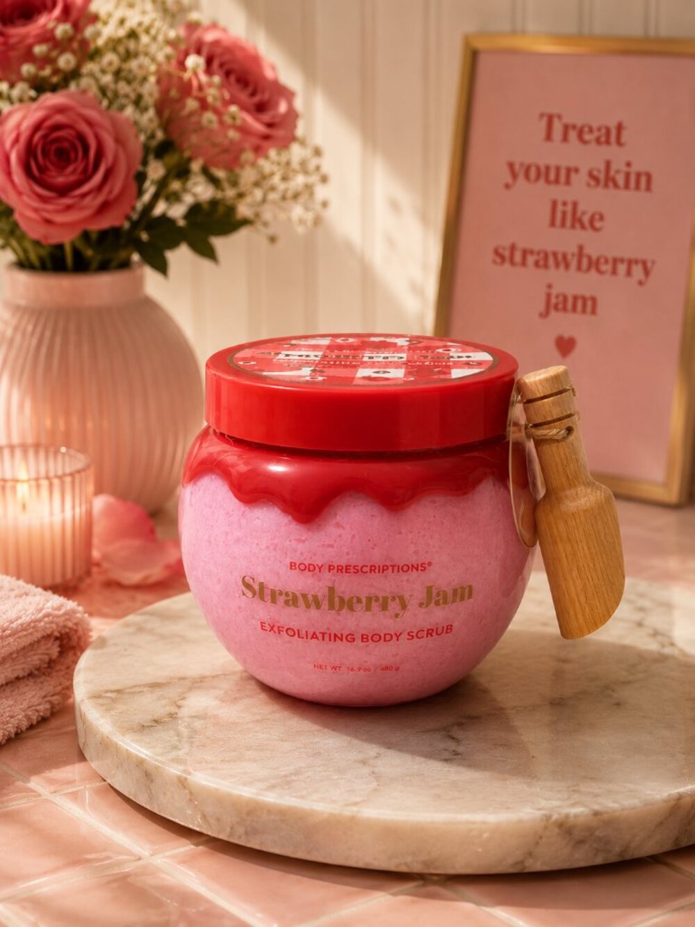 Body Prescriptions Strawberry Jam Exfoliating Body Scrub with Scoop 16.9 oz